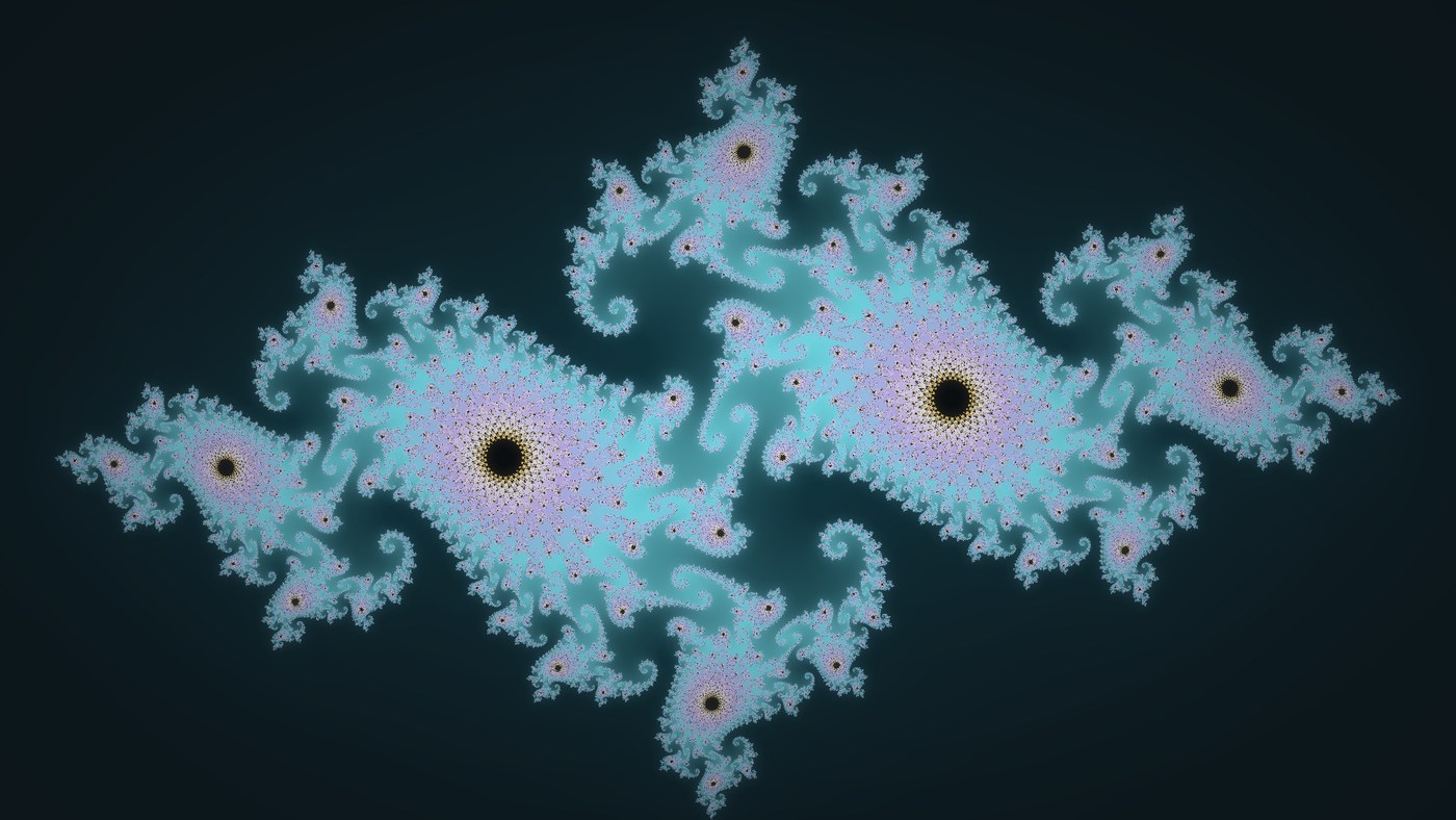 Artwork for the Bloom engine: a luminous form in cyan and violet unfolding like a flower against deep charcoal.