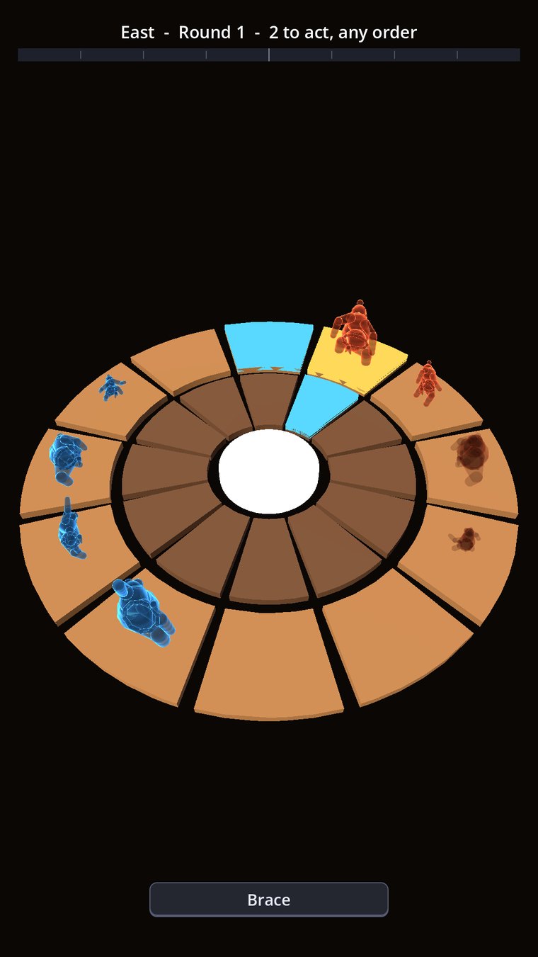 A Dohyō match in progress, with a selected piece and its available moves highlighted on the ringed board.